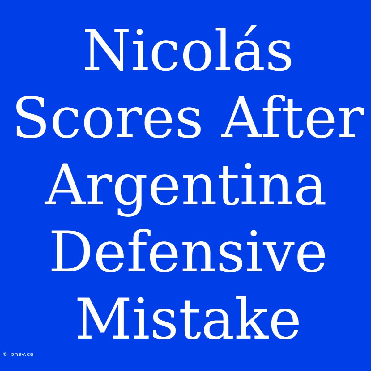 Nicolás Scores After Argentina Defensive Mistake