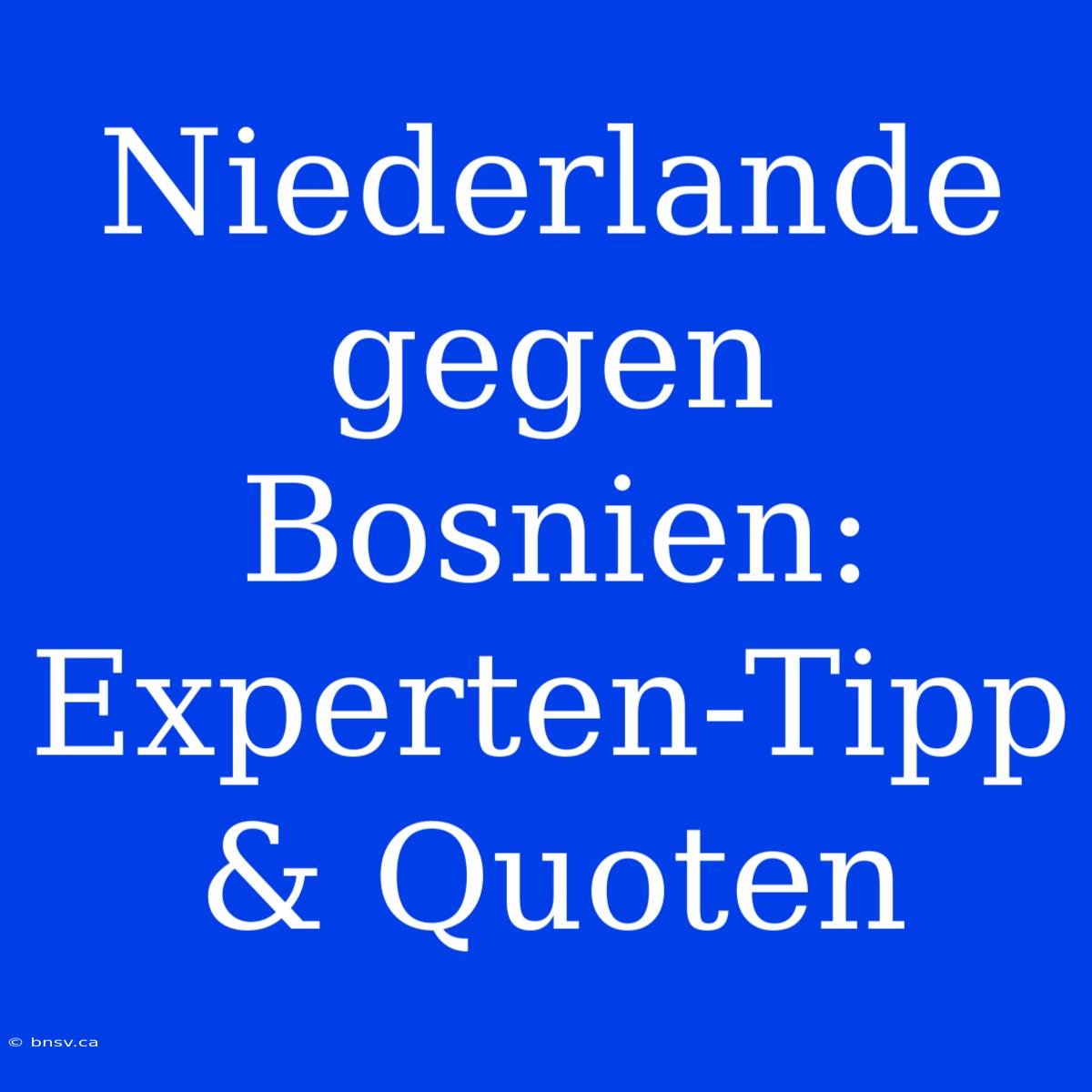 Niederlande Gegen Bosnien: Experten-Tipp & Quoten