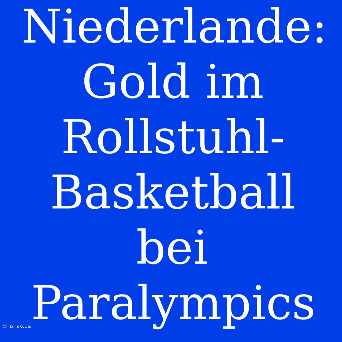 Niederlande: Gold Im Rollstuhl-Basketball Bei Paralympics