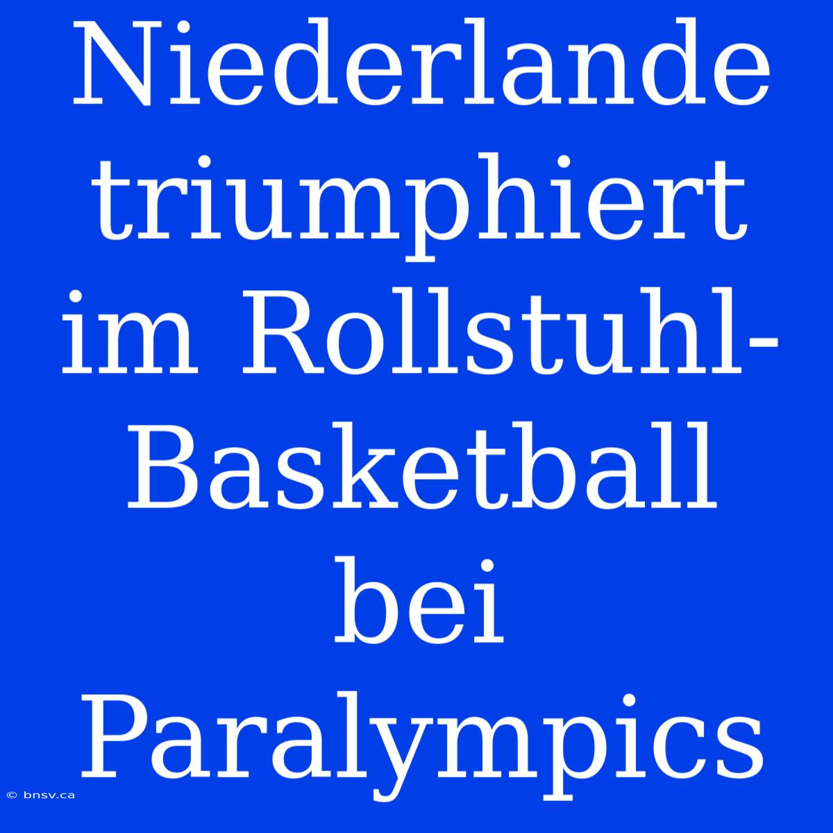 Niederlande Triumphiert Im Rollstuhl-Basketball Bei Paralympics