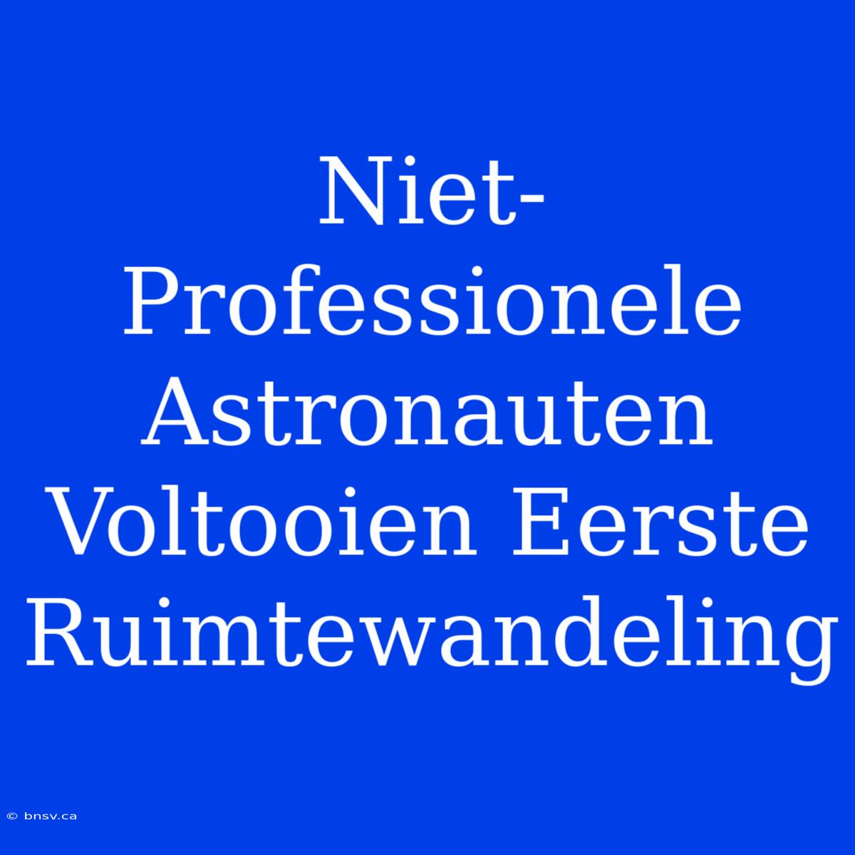 Niet-Professionele Astronauten Voltooien Eerste Ruimtewandeling