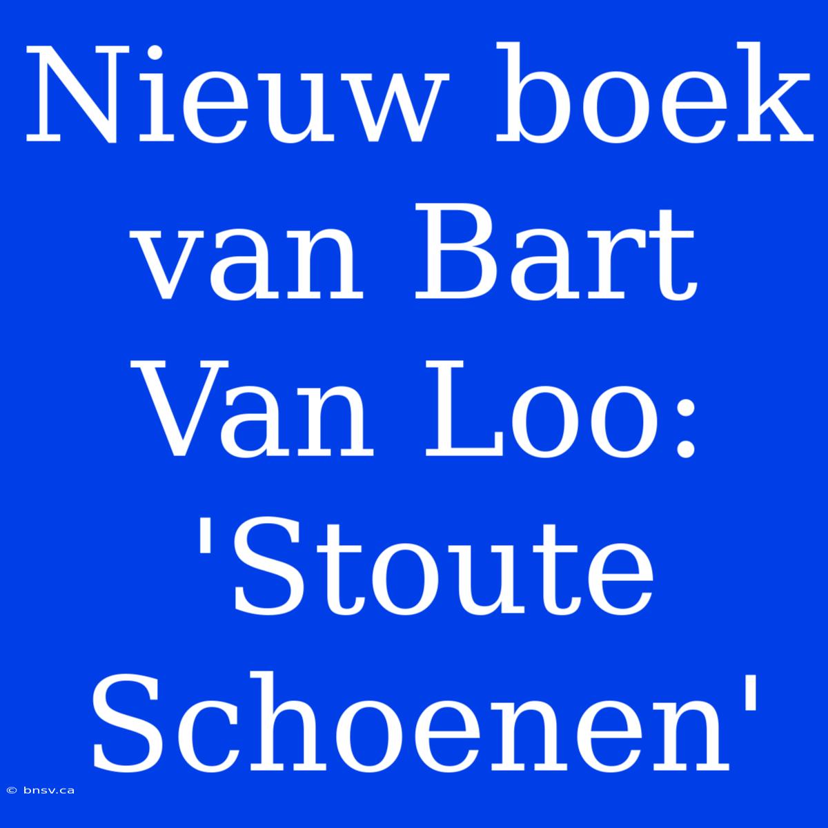 Nieuw Boek Van Bart Van Loo: 'Stoute Schoenen'