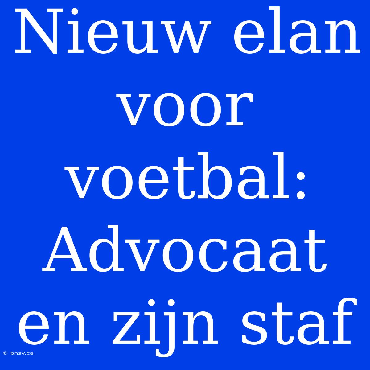 Nieuw Elan Voor Voetbal: Advocaat En Zijn Staf