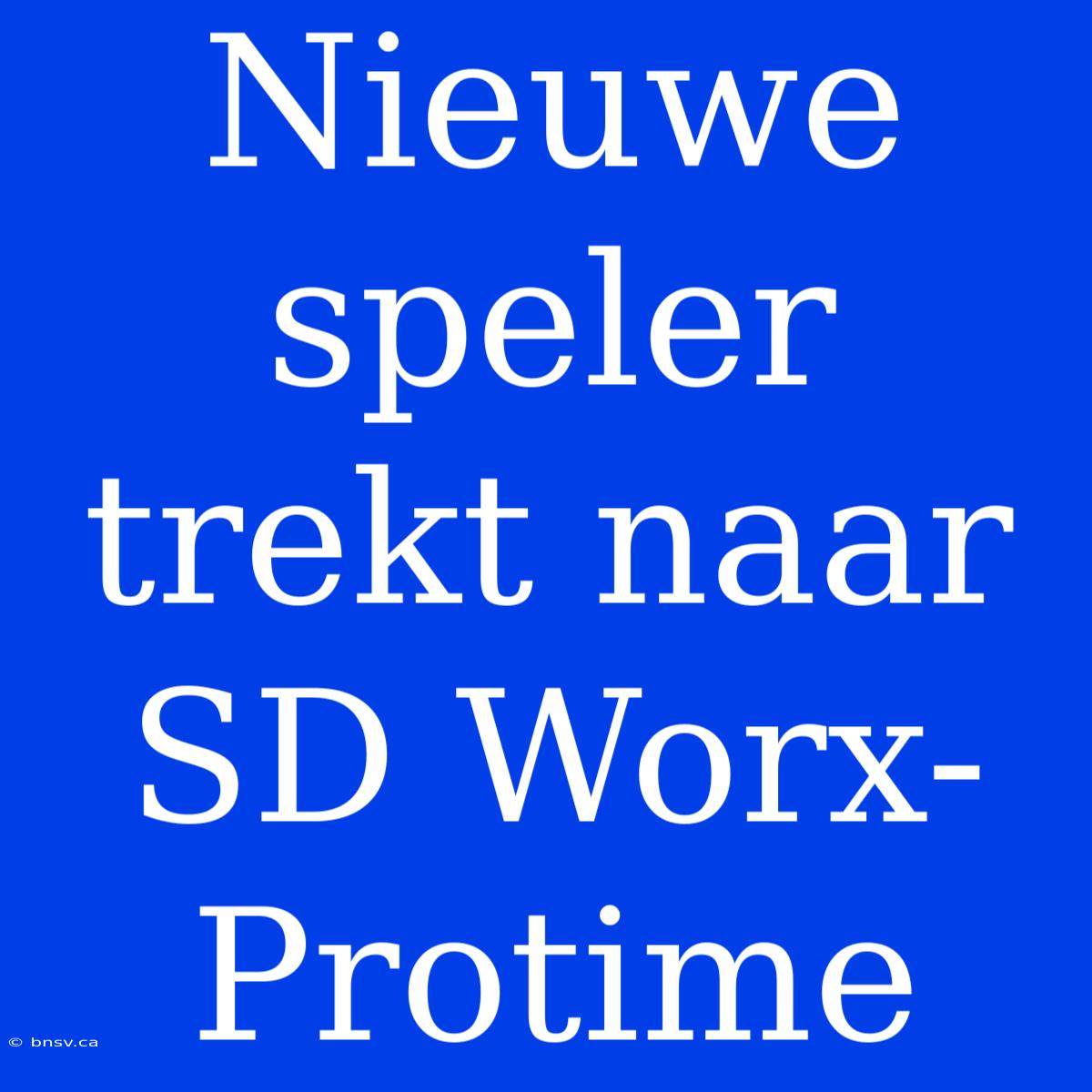 Nieuwe Speler Trekt Naar SD Worx-Protime