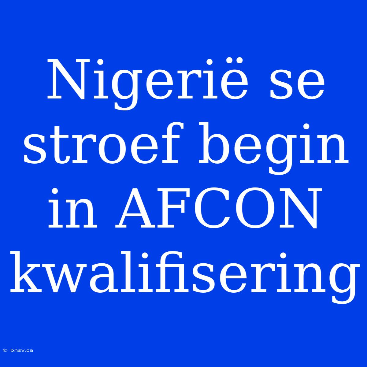 Nigerië Se Stroef Begin In AFCON Kwalifisering