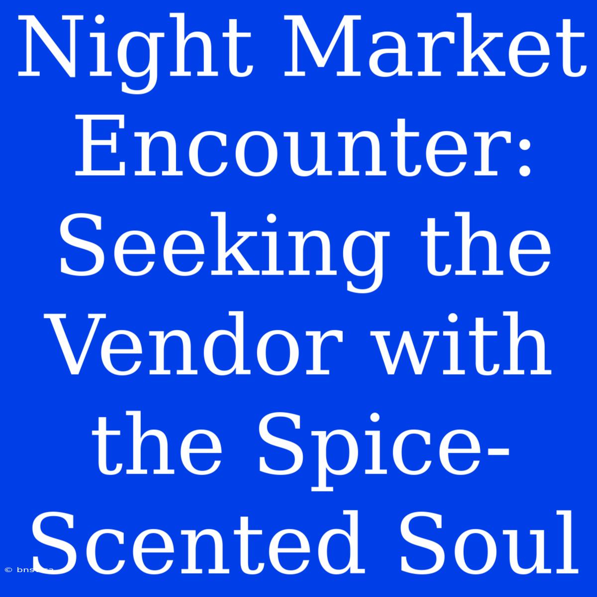 Night Market Encounter: Seeking The Vendor With The Spice-Scented Soul