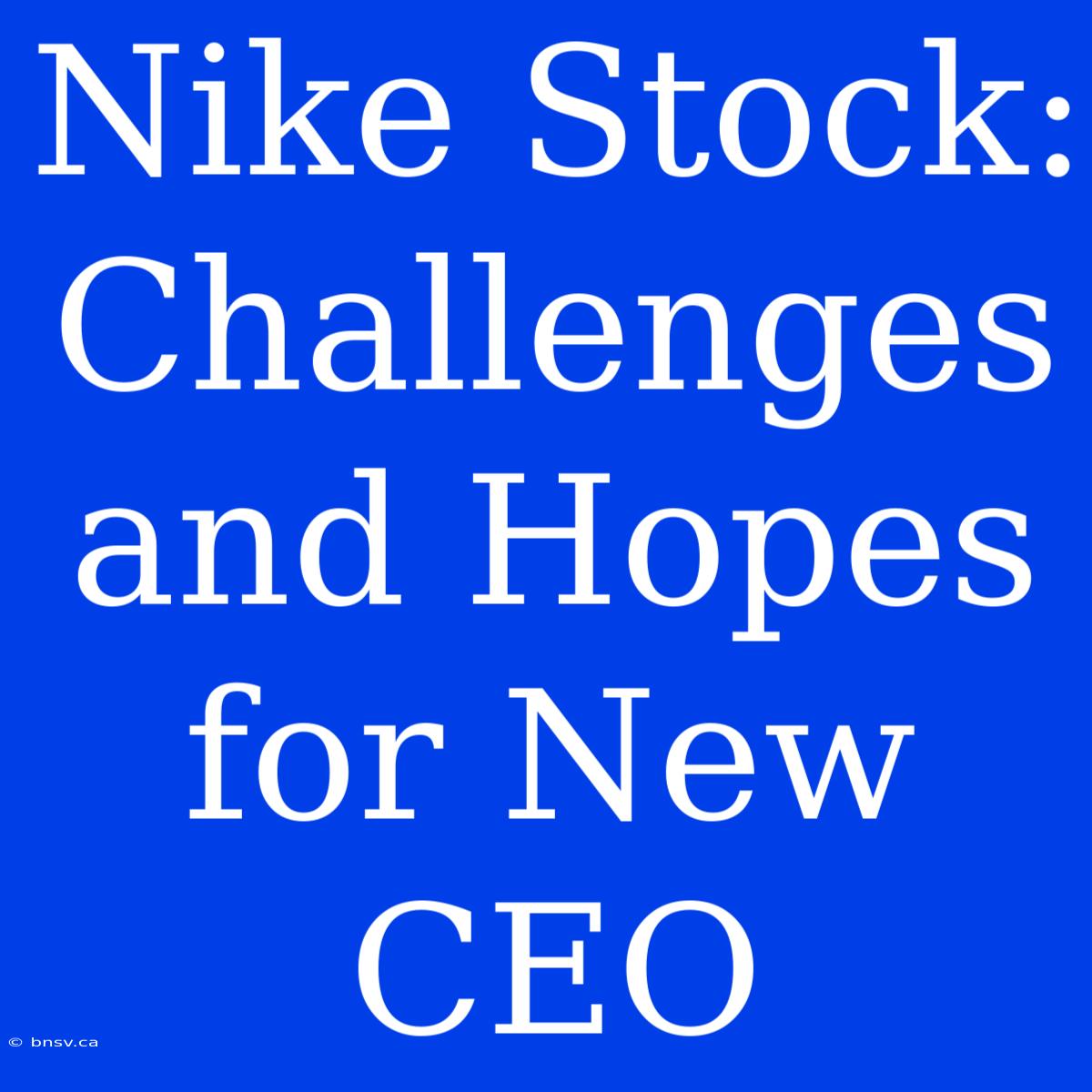 Nike Stock: Challenges And Hopes For New CEO