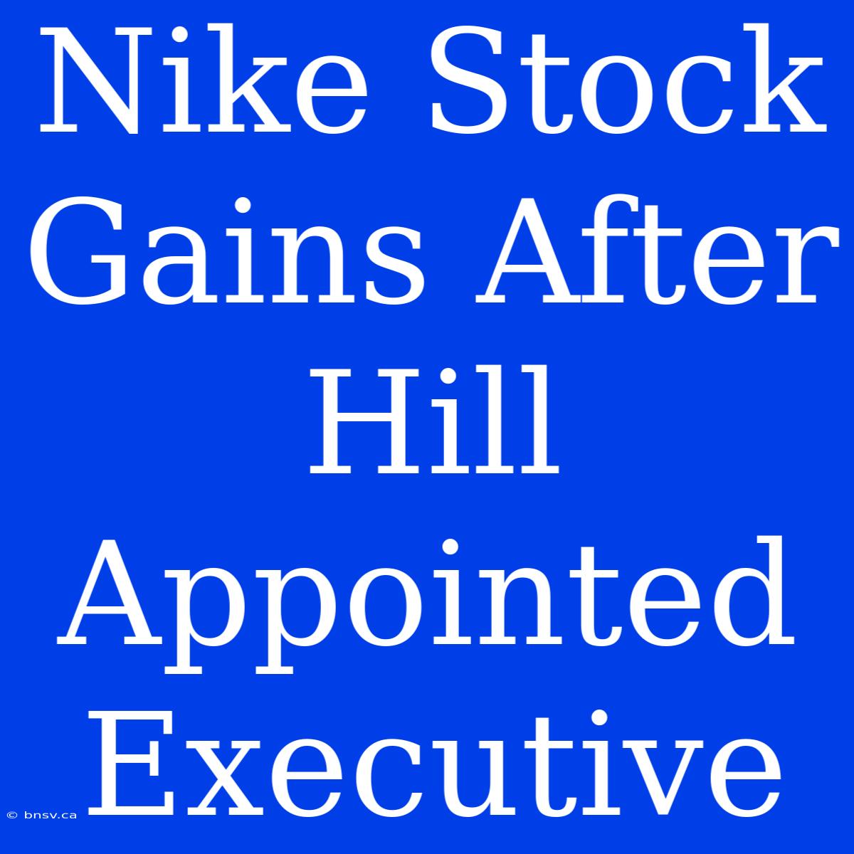 Nike Stock Gains After Hill Appointed Executive