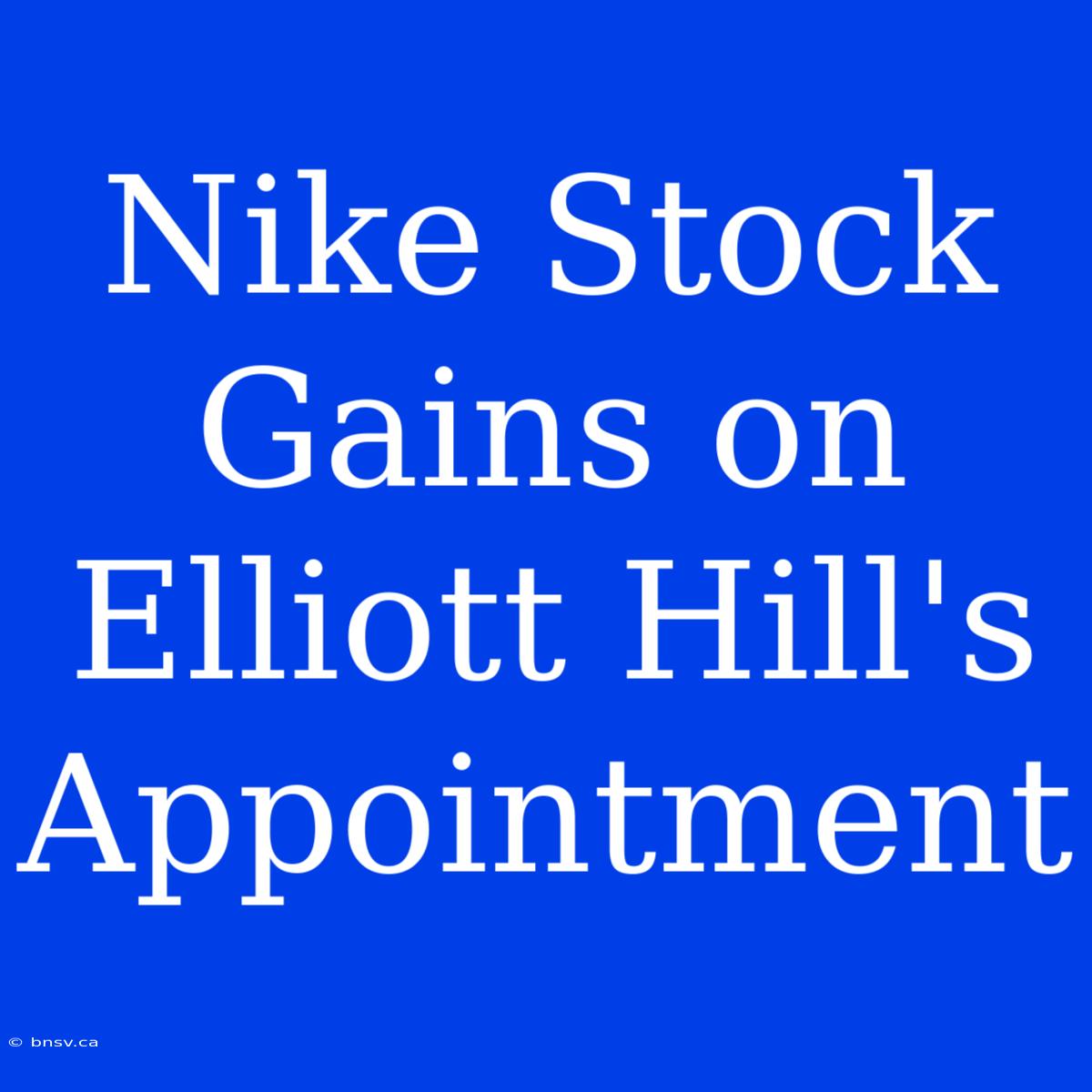 Nike Stock Gains On Elliott Hill's Appointment