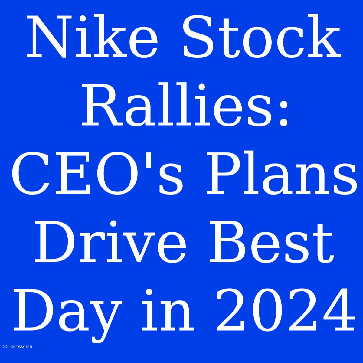 Nike Stock Rallies: CEO's Plans Drive Best Day In 2024