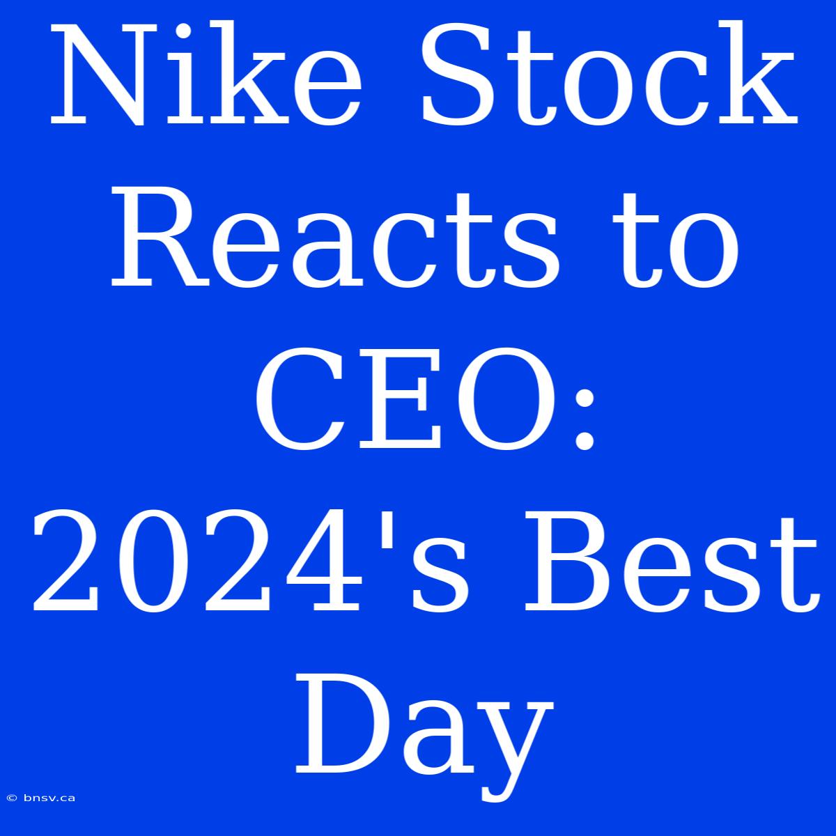 Nike Stock Reacts To CEO: 2024's Best Day