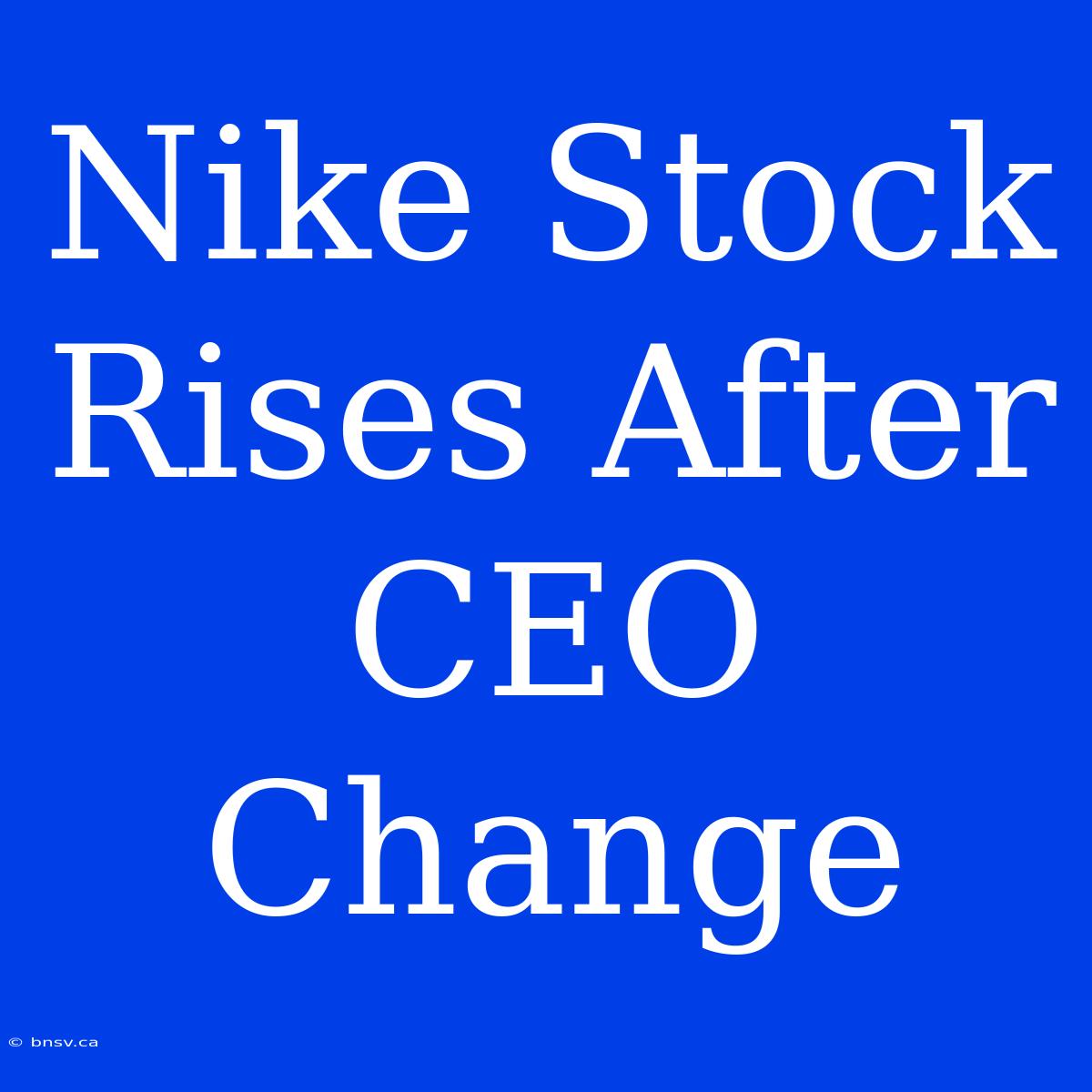 Nike Stock Rises After CEO Change