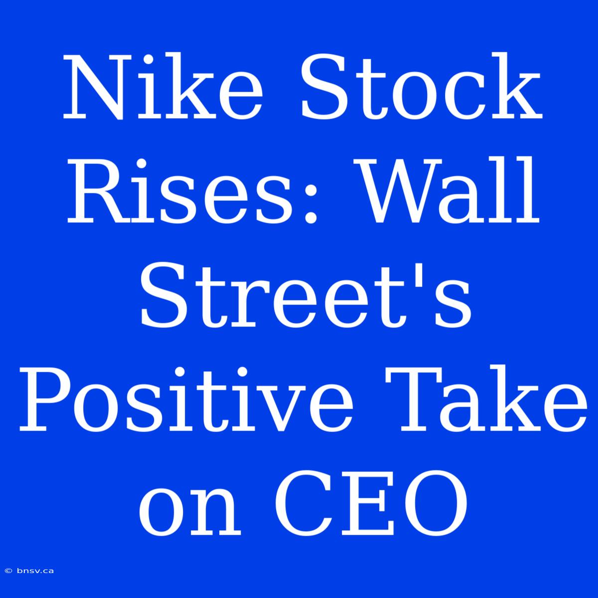 Nike Stock Rises: Wall Street's Positive Take On CEO