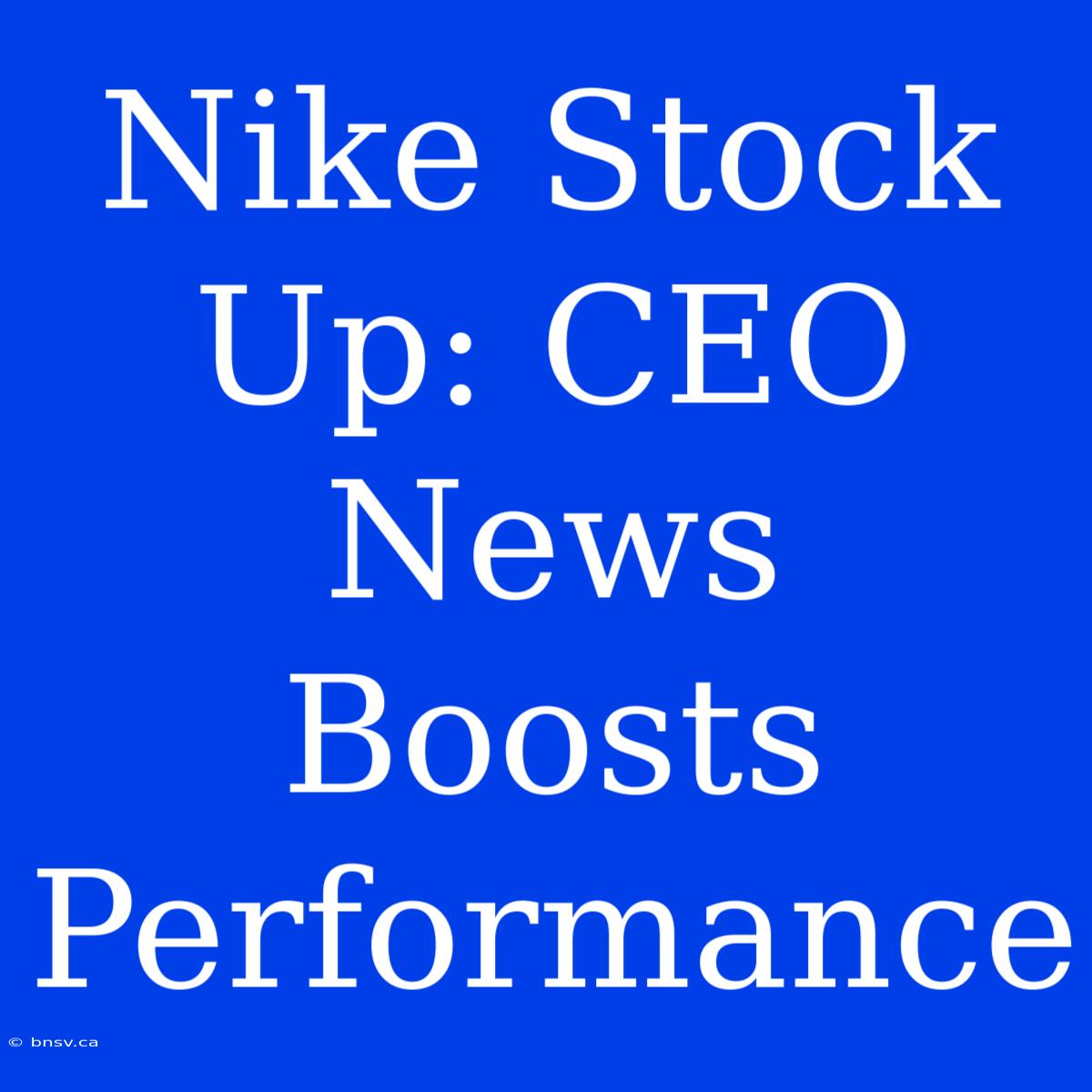 Nike Stock Up: CEO News Boosts Performance