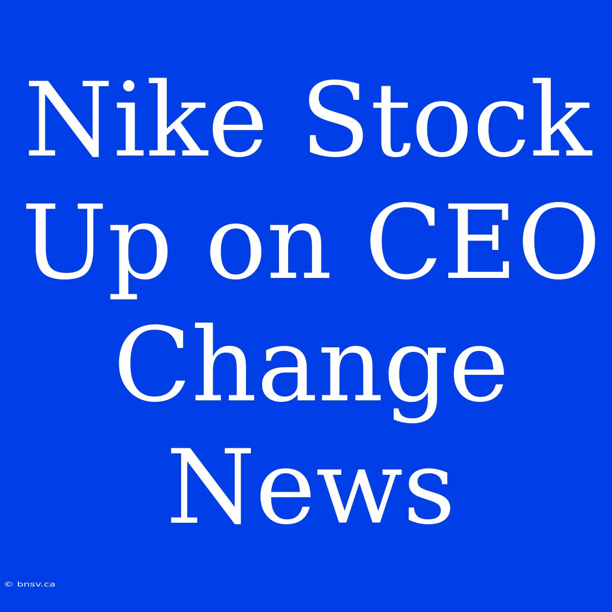 Nike Stock Up On CEO Change News