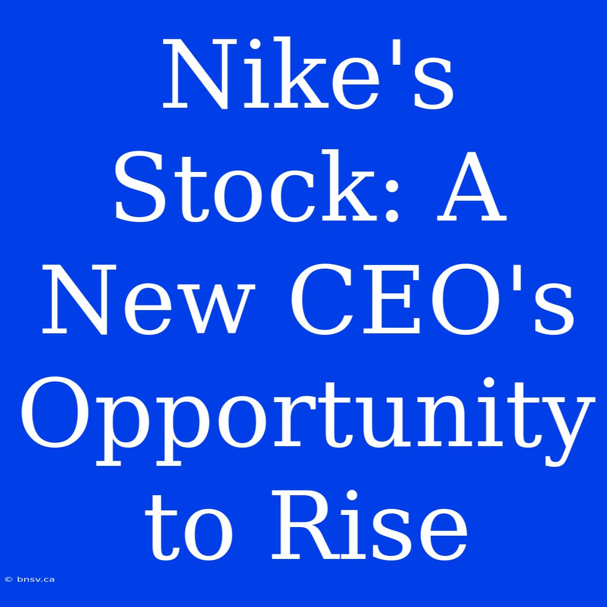 Nike's Stock: A New CEO's Opportunity To Rise