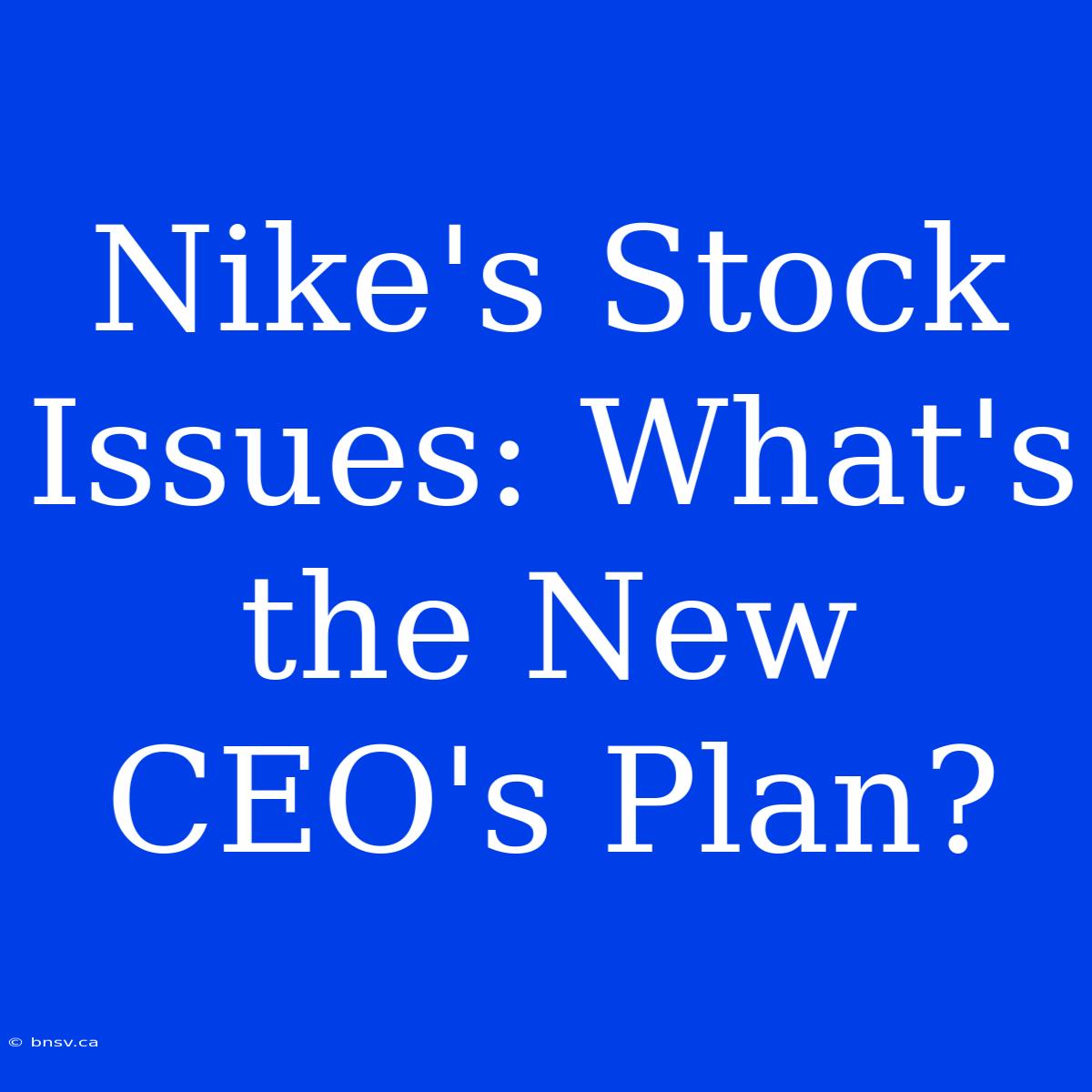 Nike's Stock Issues: What's The New CEO's Plan?