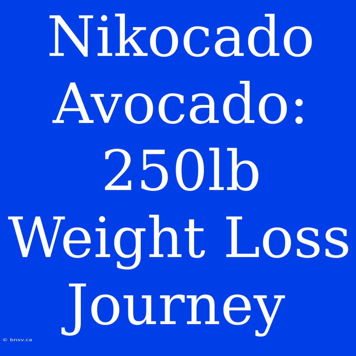 Nikocado Avocado: 250lb Weight Loss Journey