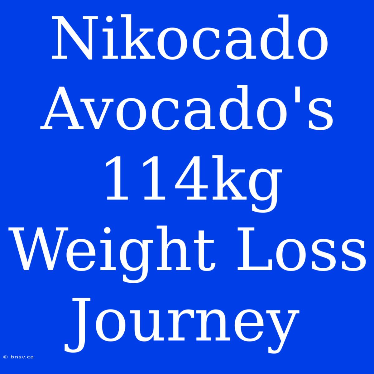 Nikocado Avocado's 114kg Weight Loss Journey