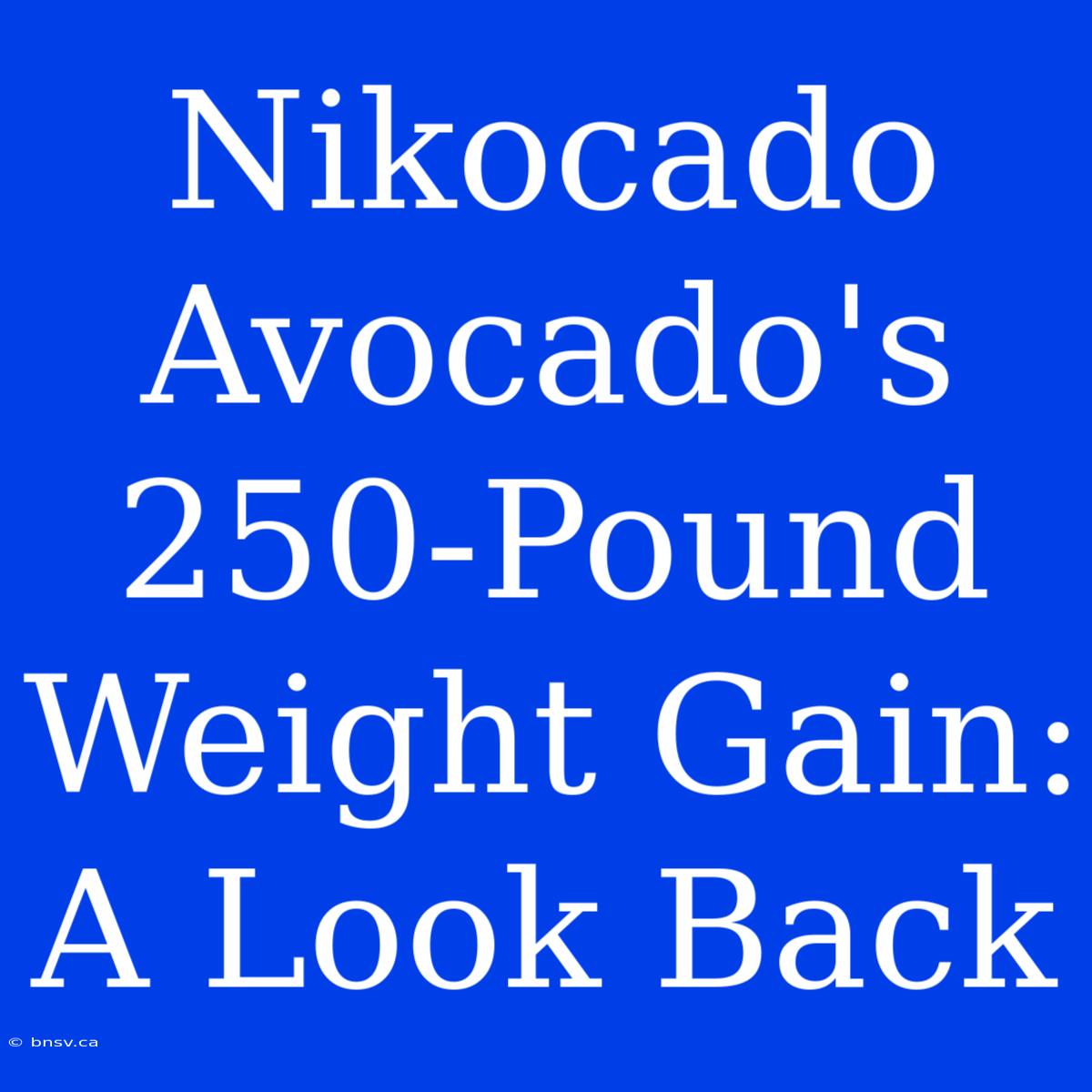 Nikocado Avocado's 250-Pound Weight Gain: A Look Back