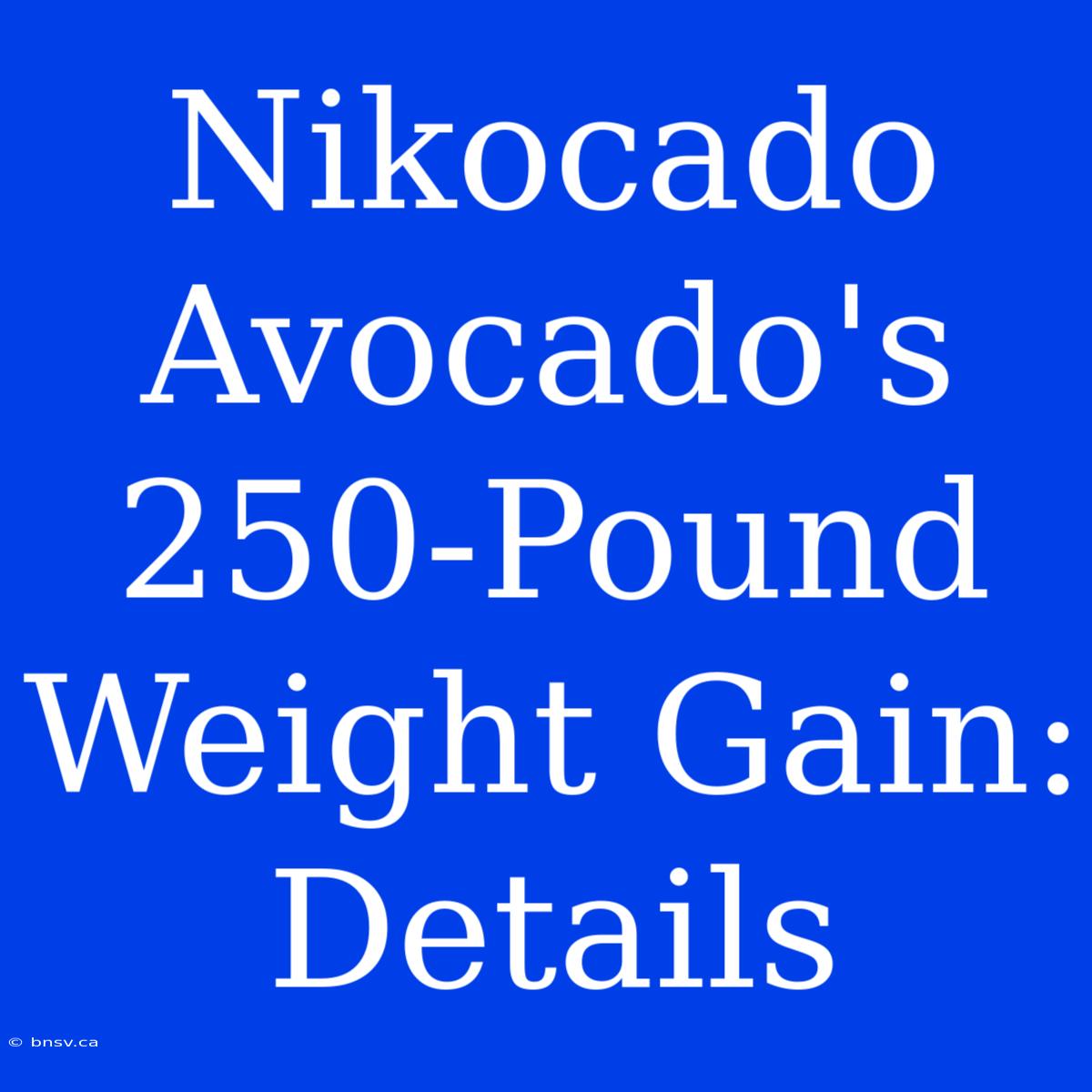 Nikocado Avocado's 250-Pound Weight Gain: Details