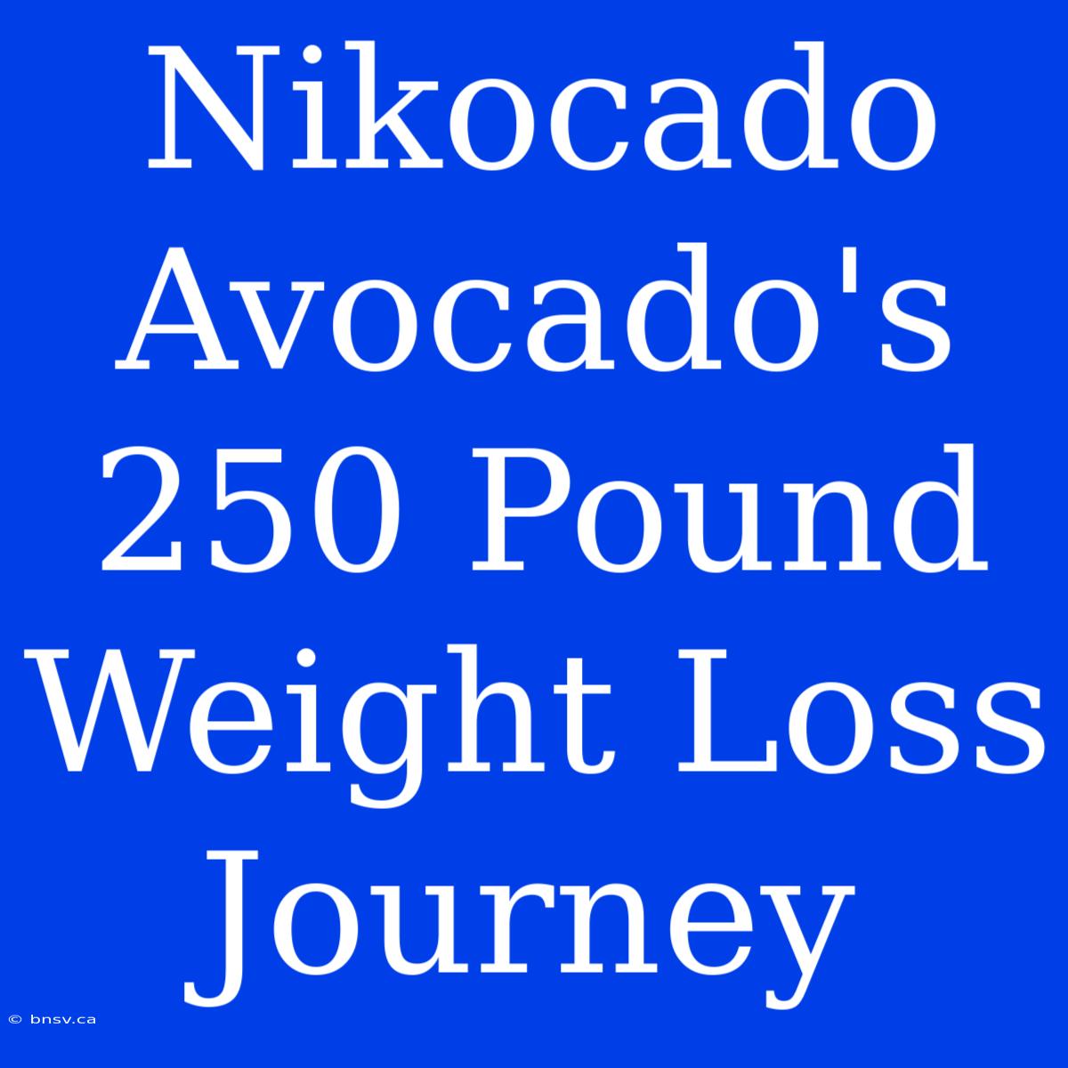 Nikocado Avocado's 250 Pound Weight Loss Journey