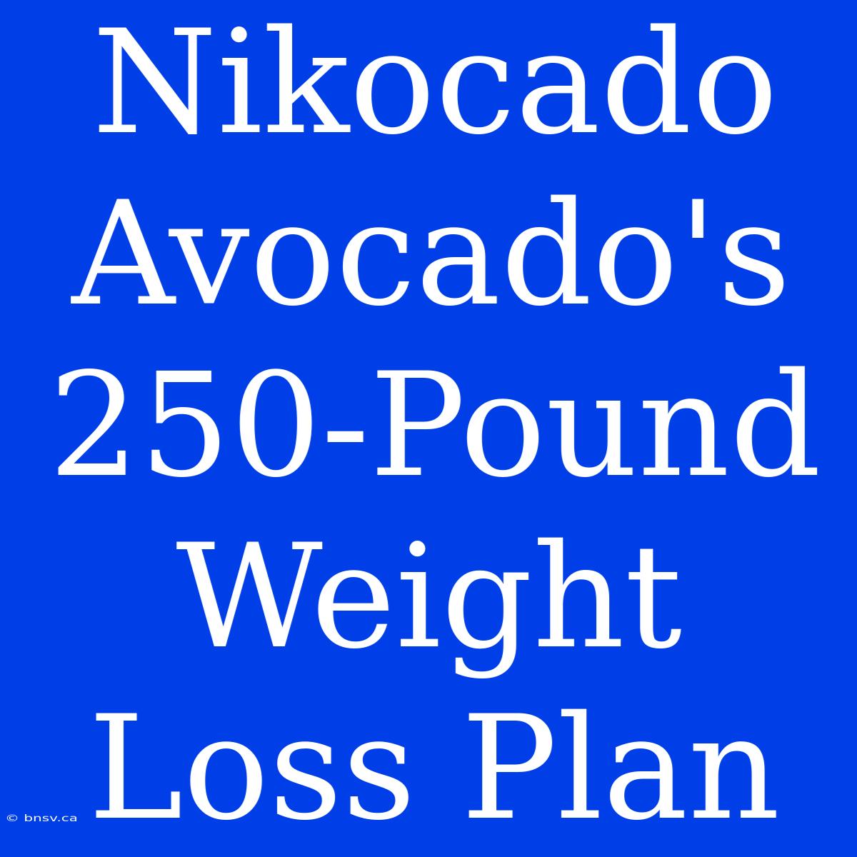 Nikocado Avocado's 250-Pound Weight Loss Plan