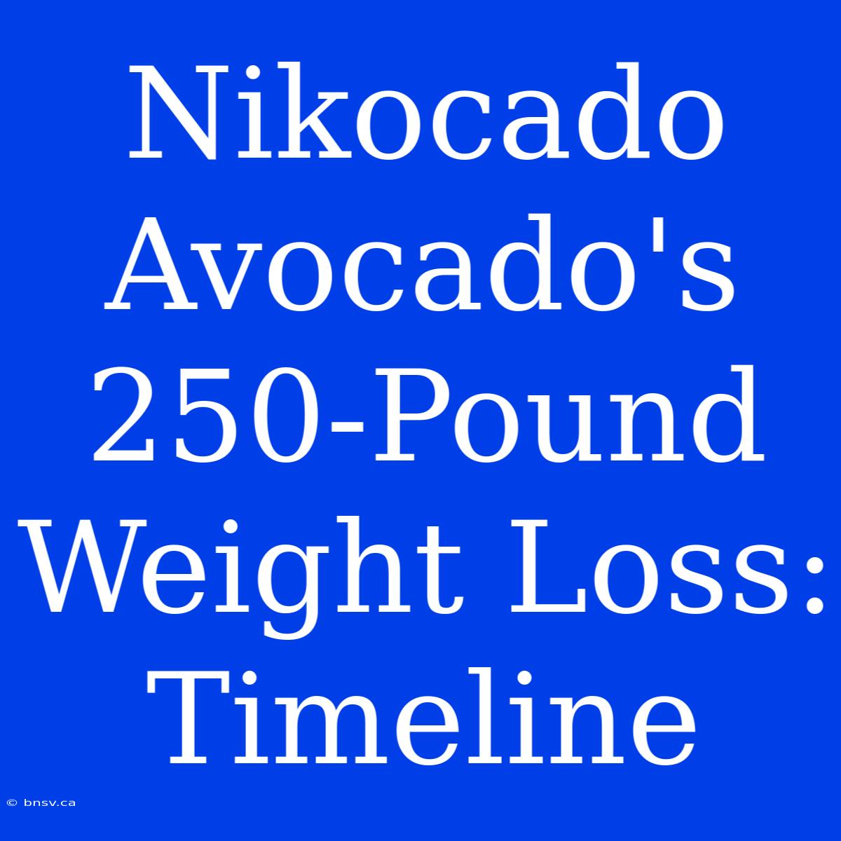 Nikocado Avocado's 250-Pound Weight Loss: Timeline