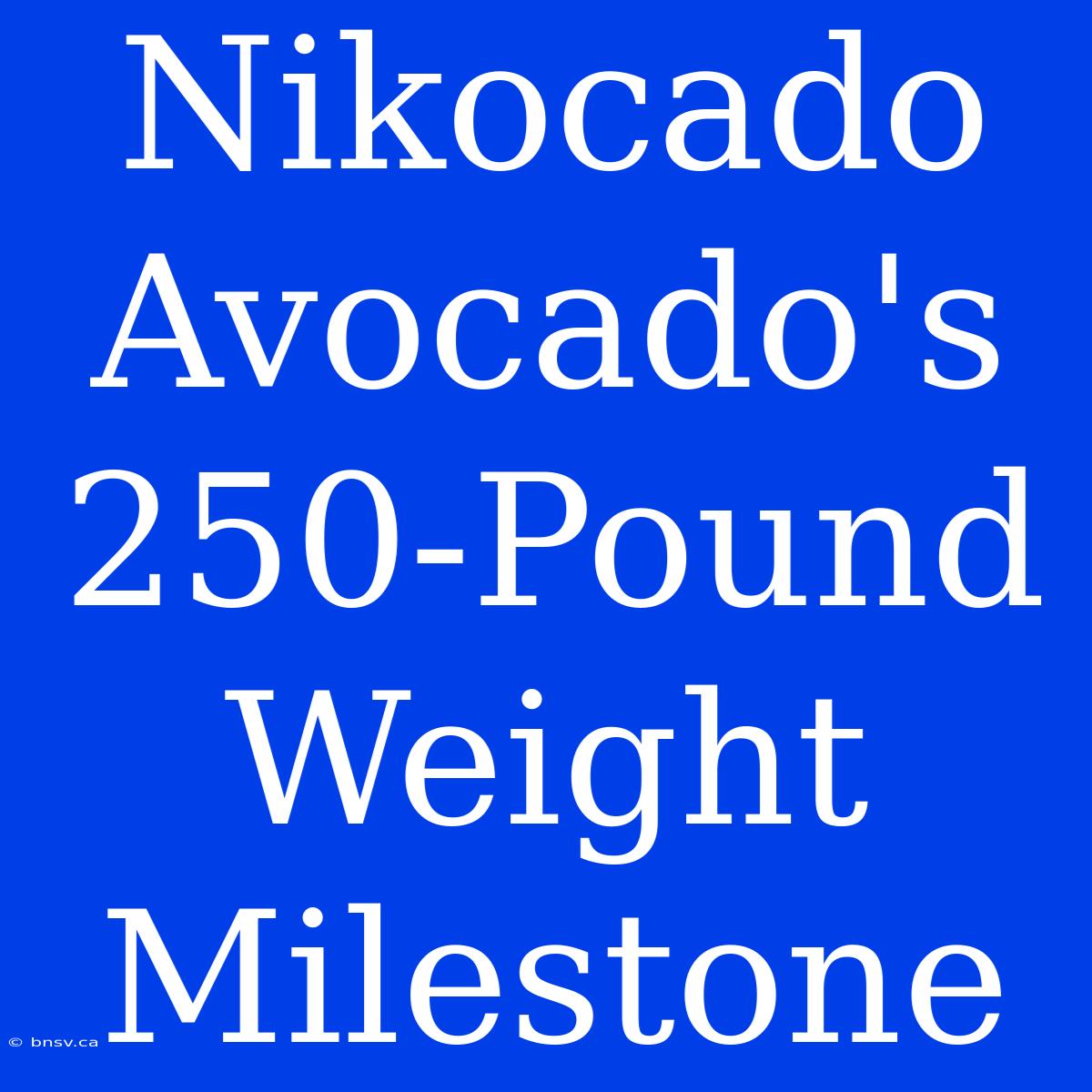 Nikocado Avocado's 250-Pound Weight Milestone