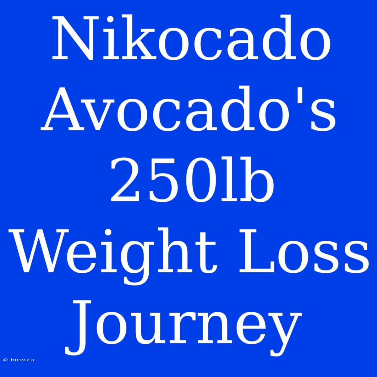 Nikocado Avocado's 250lb Weight Loss Journey