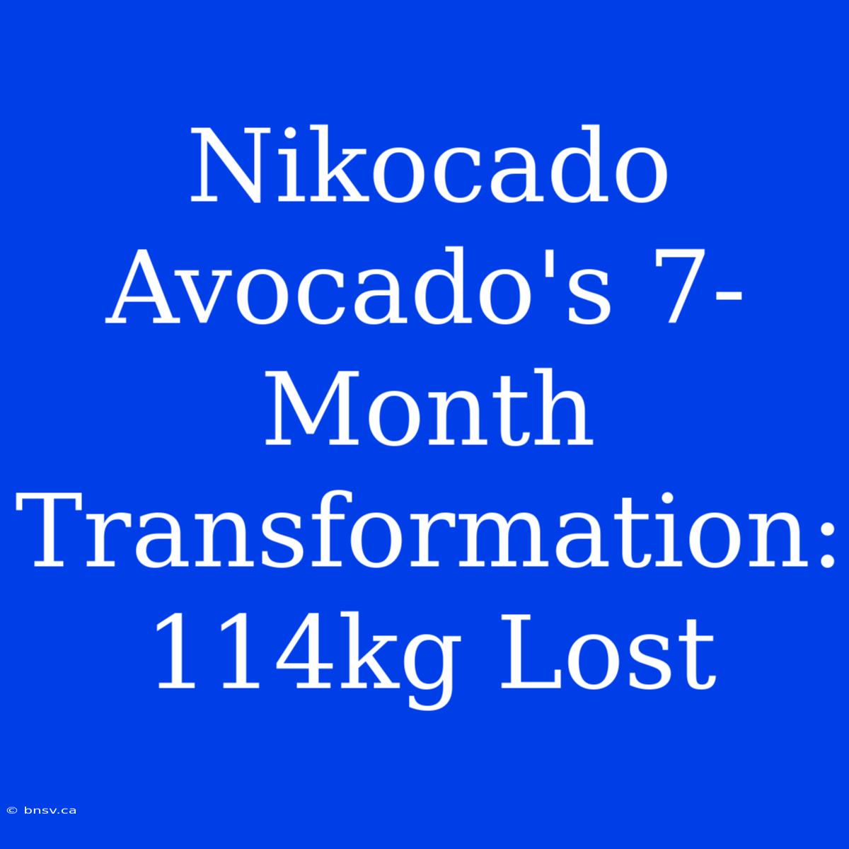 Nikocado Avocado's 7-Month Transformation: 114kg Lost