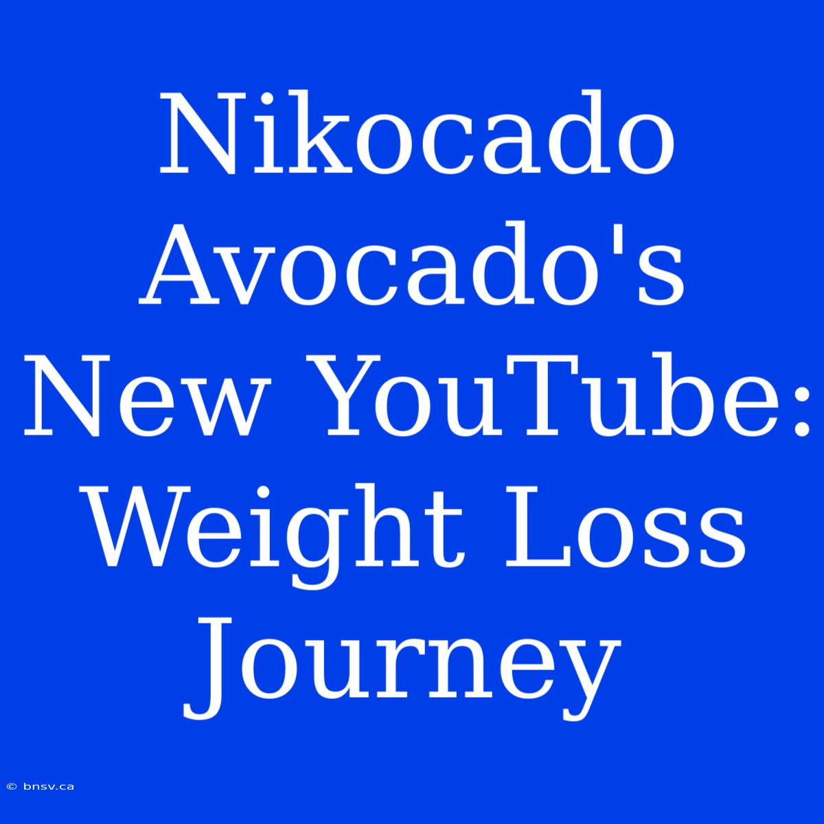 Nikocado Avocado's New YouTube: Weight Loss Journey