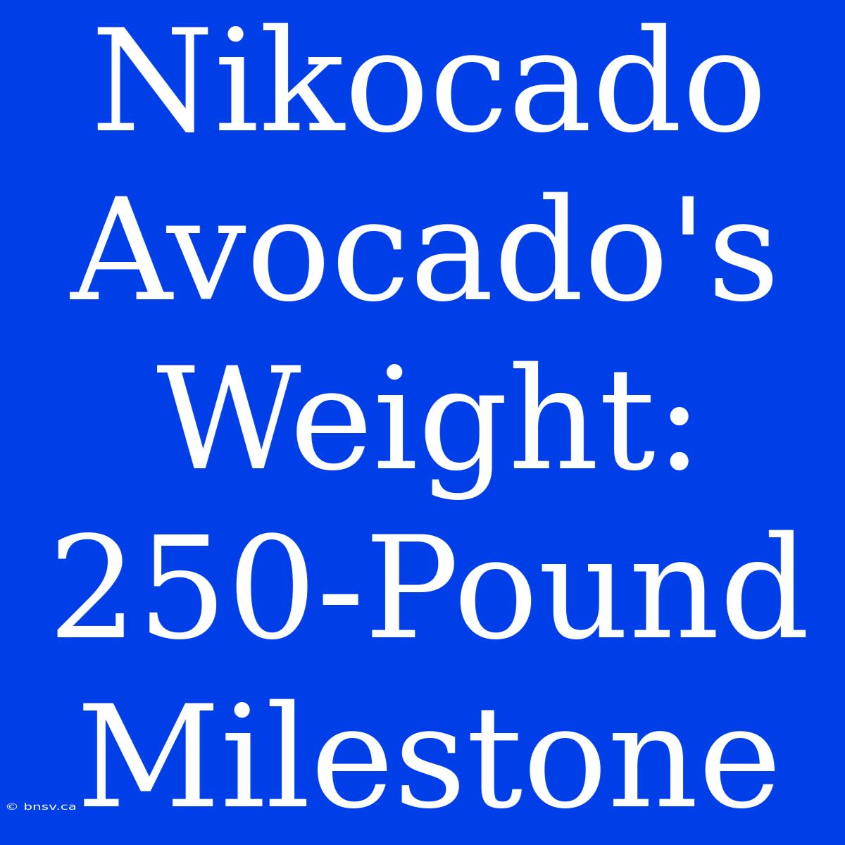 Nikocado Avocado's Weight: 250-Pound Milestone