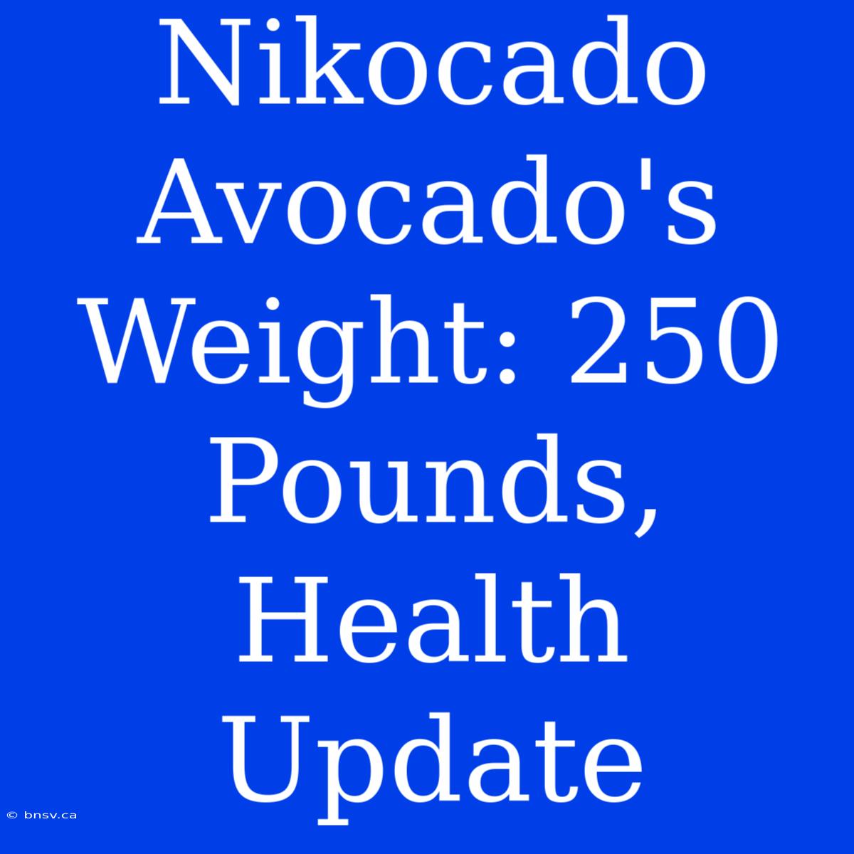 Nikocado Avocado's Weight: 250 Pounds, Health Update