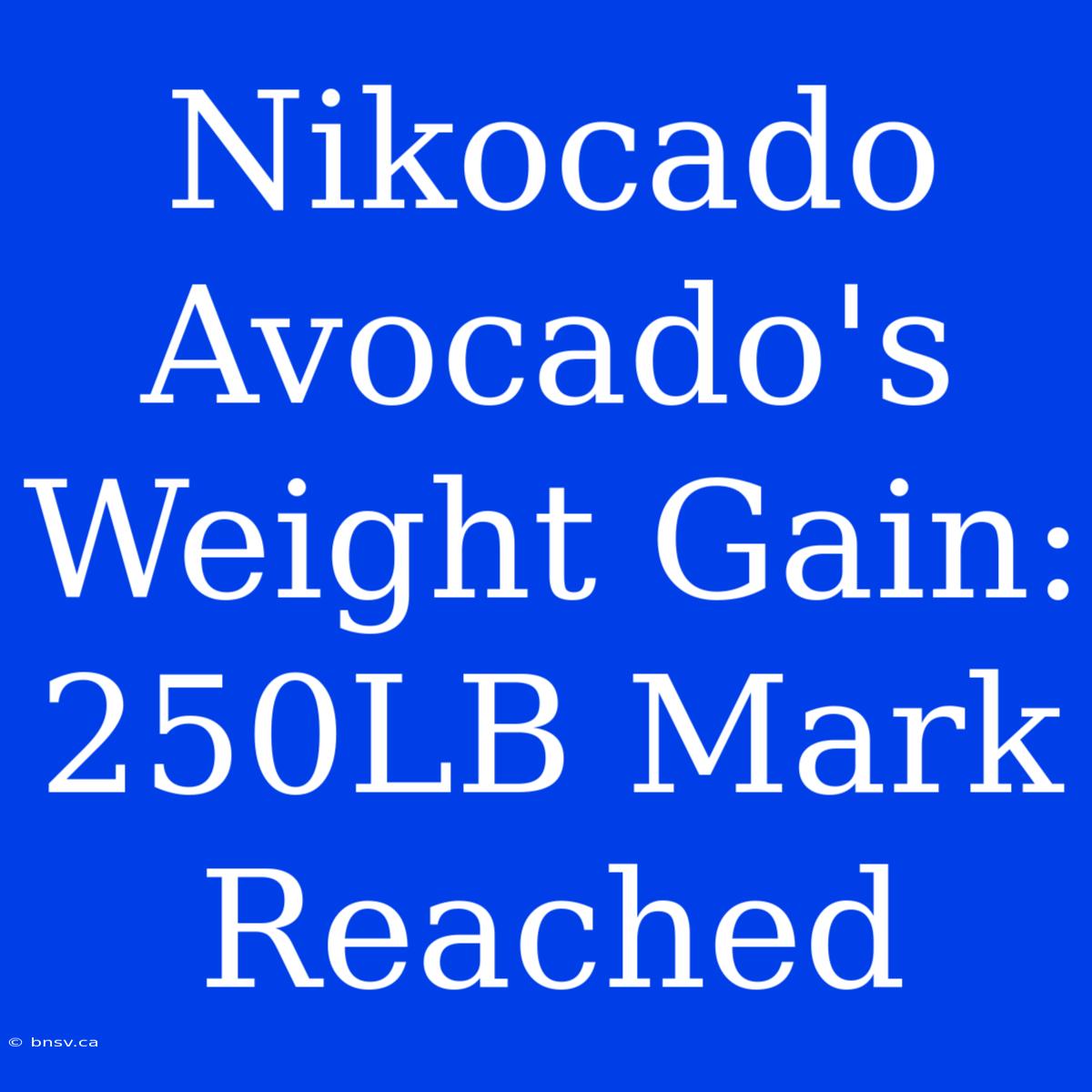 Nikocado Avocado's Weight Gain: 250LB Mark Reached