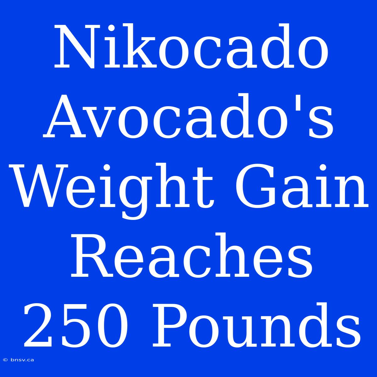 Nikocado Avocado's Weight Gain Reaches 250 Pounds