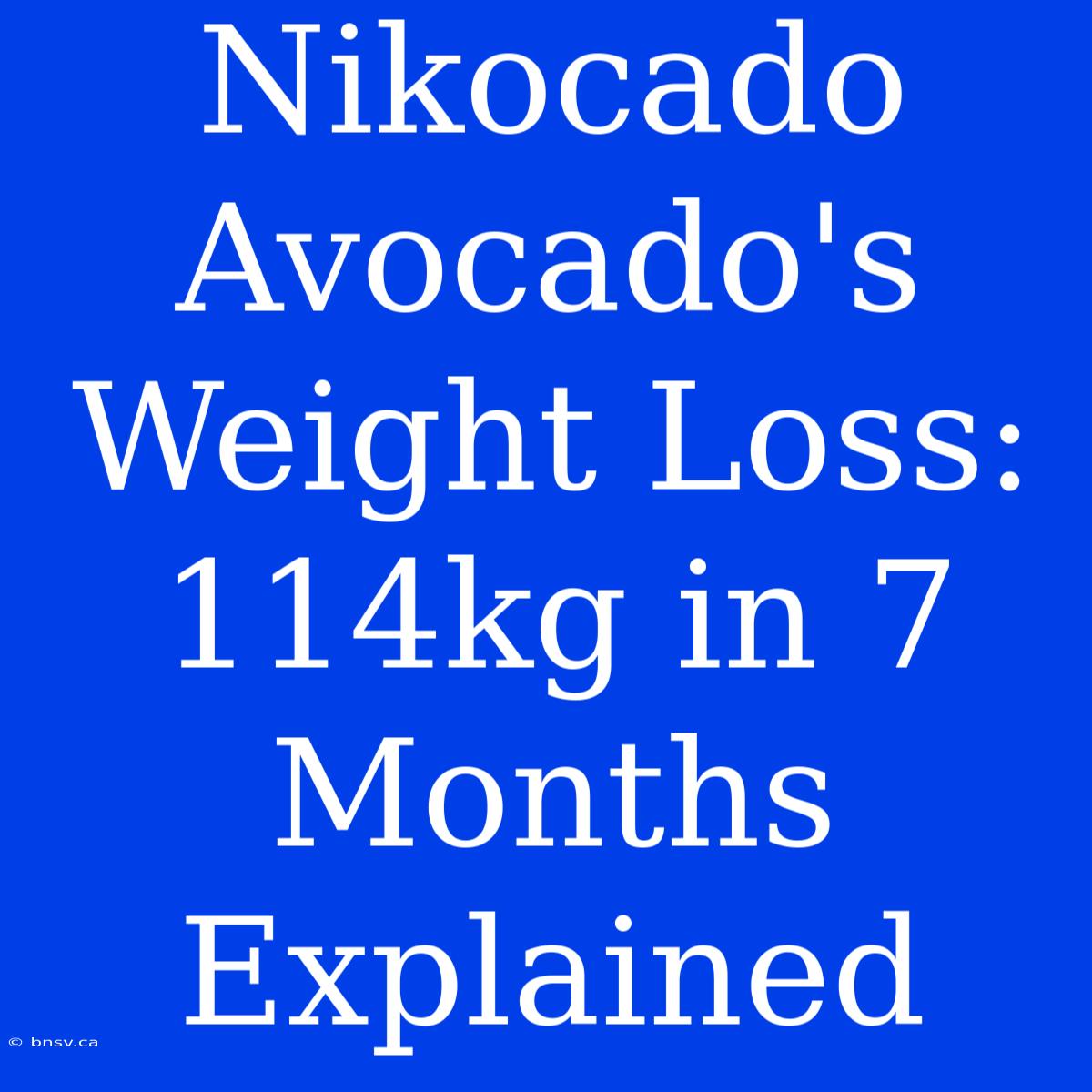 Nikocado Avocado's Weight Loss: 114kg In 7 Months Explained