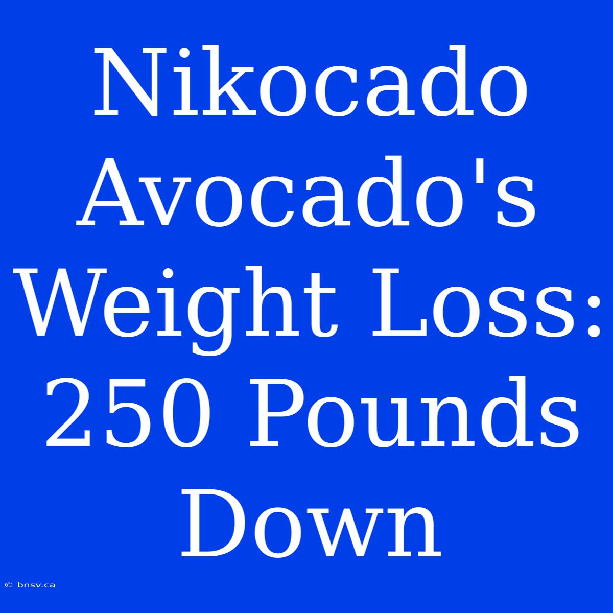 Nikocado Avocado's Weight Loss: 250 Pounds Down