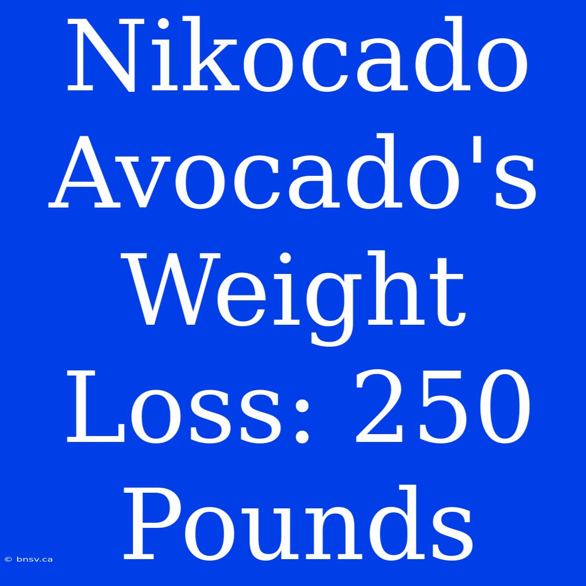 Nikocado Avocado's Weight Loss: 250 Pounds