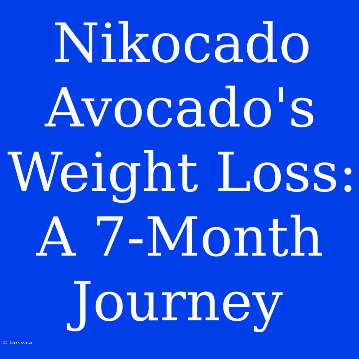 Nikocado Avocado's Weight Loss: A 7-Month Journey