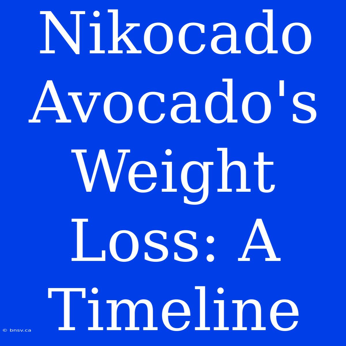 Nikocado Avocado's Weight Loss: A Timeline