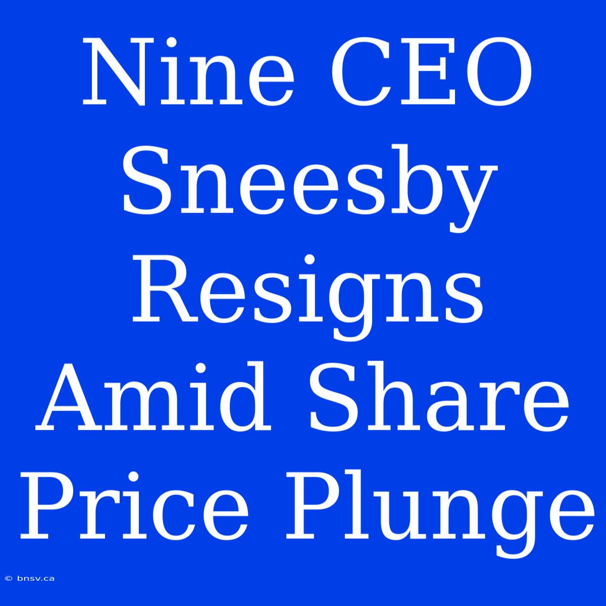 Nine CEO Sneesby Resigns Amid Share Price Plunge