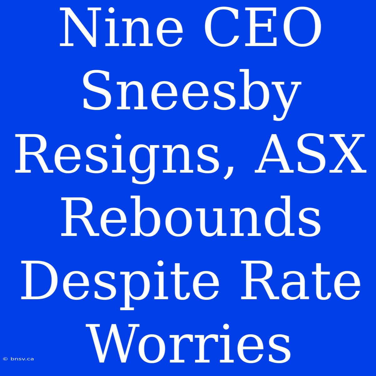 Nine CEO Sneesby Resigns, ASX Rebounds Despite Rate Worries