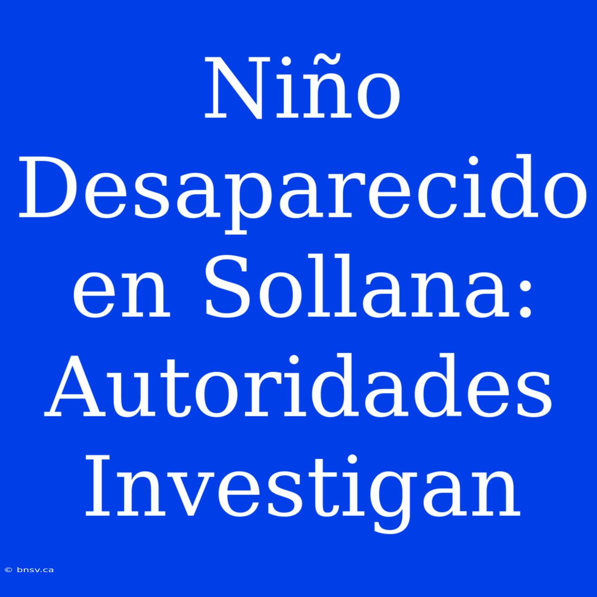 Niño Desaparecido En Sollana: Autoridades Investigan