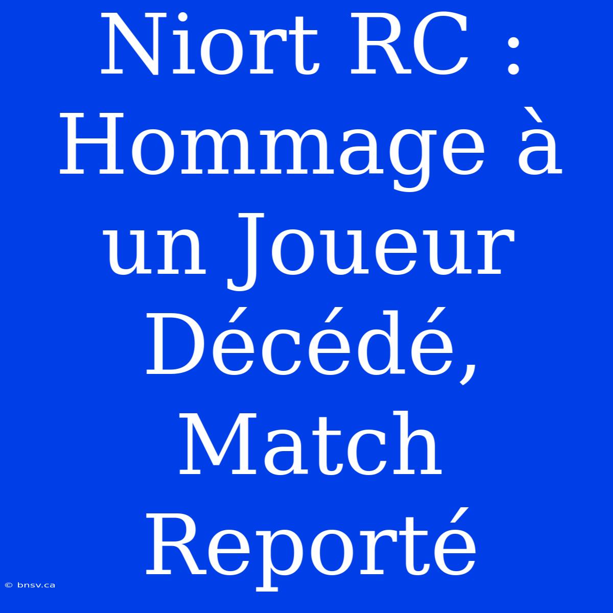 Niort RC : Hommage À Un Joueur Décédé, Match Reporté