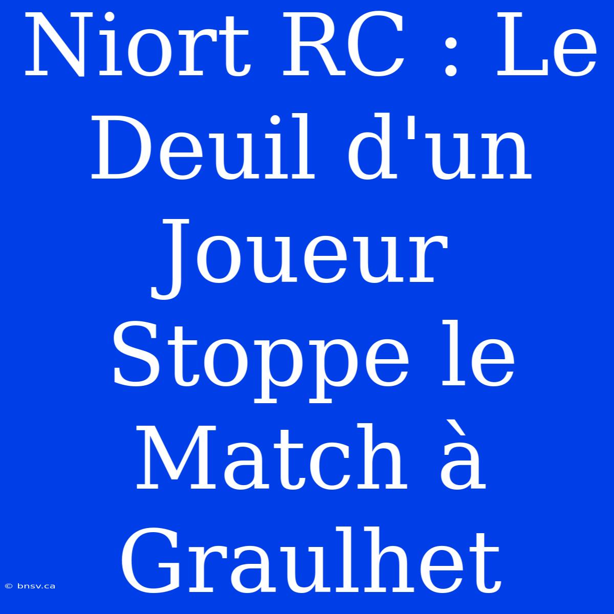 Niort RC : Le Deuil D'un Joueur Stoppe Le Match À Graulhet