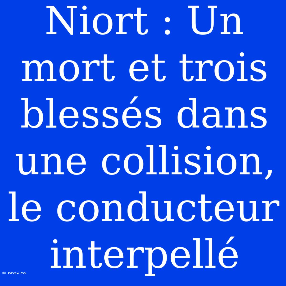 Niort : Un Mort Et Trois Blessés Dans Une Collision, Le Conducteur Interpellé