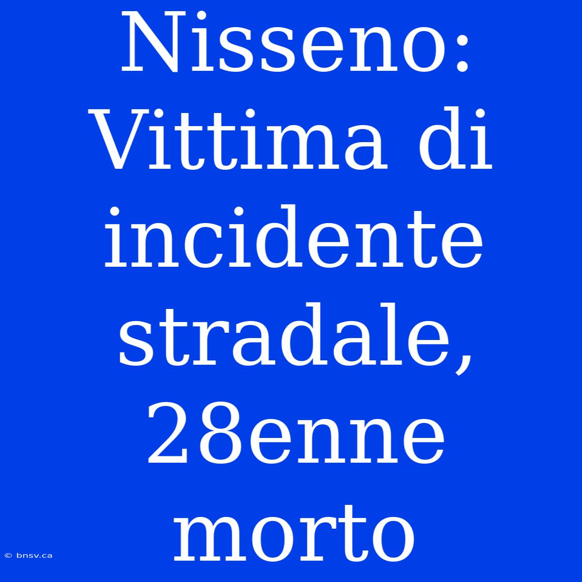 Nisseno: Vittima Di Incidente Stradale, 28enne Morto