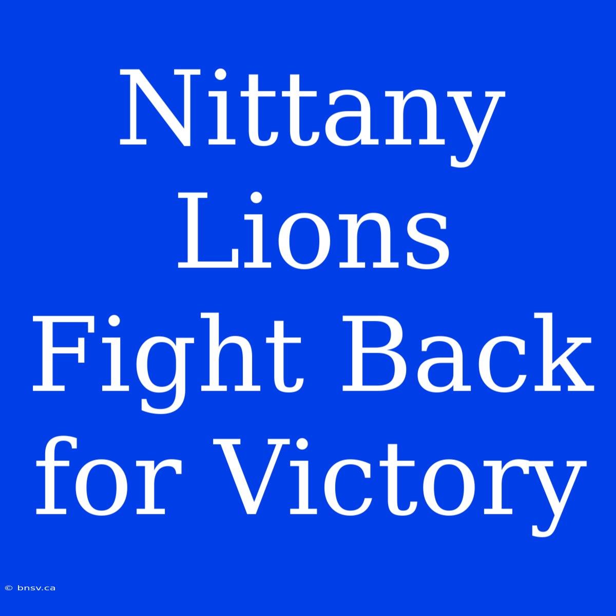 Nittany Lions Fight Back For Victory