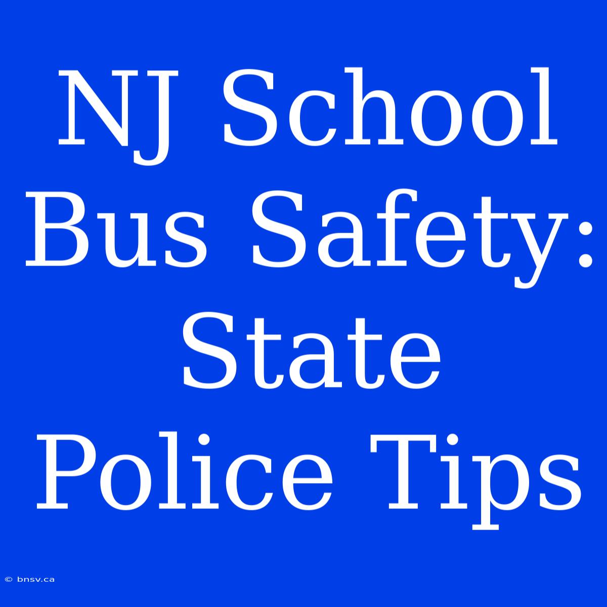 NJ School Bus Safety: State Police Tips